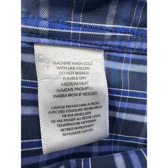 UNTUCKit Button UP Dress Shirt Navy Blue Plaid Size Large Men's Long Sleeve - Picture 5 of 5